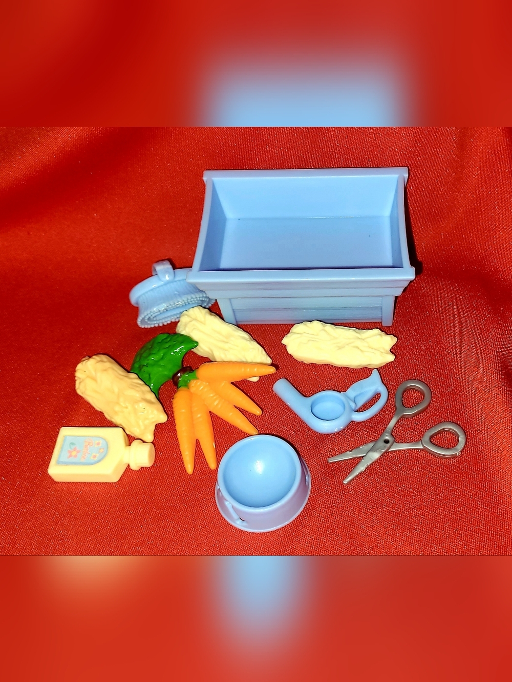 Barbie dream stable accessories lot _ hay, carrots, shampoo, brush, bowl ⚱⚱⚱⚱⚱